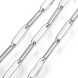 Honeyhandy 304 Stainless Steel Paperclip Chains, Soldered, with Spool, Stainless Steel Color, 10x3x0.5mm, about 16.4 Feet(5m)/roll