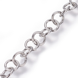 Honeyhandy 304 Stainless Steel Rolo Chains, Belcher Chain, Unwelded, Stainless Steel Color, 5mm, Links: 5x0.8mm