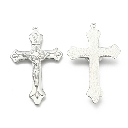 Honeyhandy Alloy Crucifix Cross Pendants, for Easter, Platinum, 50x31x6mm, Hole: 1mm