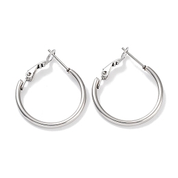 Ring 304 Stainless Steel Hoop Earrings for Women Men, Stainless Steel Color, 12 Gauge, 24.5x2mm, Pin: 0.6mm