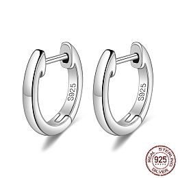 Honeyhandy Rhodium Plated 925 Sterling Silver Huggie Hoop Earrings, Ring, Platinum, 12x12.5mm