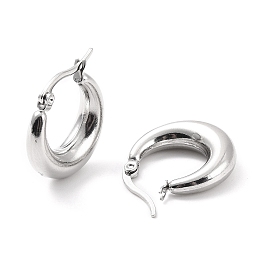 Honeyhandy 304 Stainless Steel Chunky Hoop Earrings for Women, Stainless Steel Color, 21x20x6mm, Pin: 0.6mm