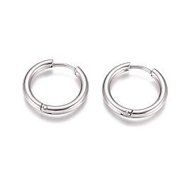 Honeyhandy 304 Stainless Steel Huggie Hoop Earrings, Ring, Stainless Steel Color, 19x2.5mm, 10 Gauge, Pin: 0.9mm