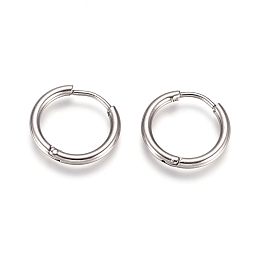 Honeyhandy 304 Stainless Steel Huggie Hoop Earrings, with 316 Surgical Stainless Steel Pin, Ring, Stainless Steel Color, 16x2mm, 12 Gauge, Pin: 0.9mm