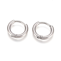 Honeyhandy 304 Stainless Steel Huggie Hoop Earrings, with 316 Surgical Stainless Steel Pin, Ring, Stainless Steel Color, 12x2mm, 12 Gauge, Pin: 0.9mm