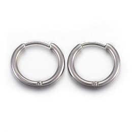 Honeyhandy 202 Stainless Steel Huggie Hoop Earrings, Hypoallergenic Earrings, with 316 Stainless Steel Pin, Stainless Steel Color, 12 Gauge, 13.5x14x2mm, Pin: 1mm.
