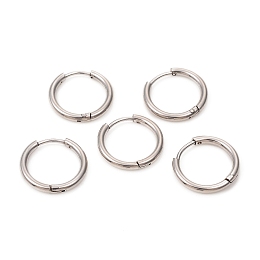 Honeyhandy 201 Stainless Steel Huggie Hoop Earrings, with 316 Surgical Stainless Steel Pins, Ring, Stainless Steel Color, 16x2mm, Pin: 1mm