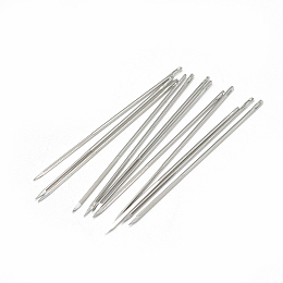 Iron Canvas Leather Sewing Stitching Needles, Platinum, 37x0.69mm, Hole: 0.5x1.5mm