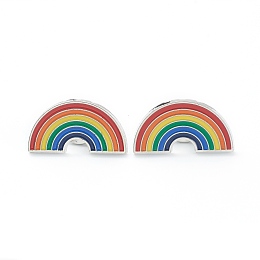 Honeyhandy Alloy Pride Enamel Brooches, Enamel Pin, with Butterfly Clutches, Rainbow, Platinum, Colorful, 14.5x27x10mm