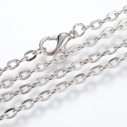 Honeyhandy Iron Cable Chains Necklace Making, with Lobster Clasps, Unwelded, Platinum, 23.6 inch(60cm)