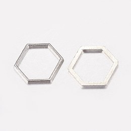 Honeyhandy Alloy Linking Rings, Hexagon, Platinum, 12x14x1mm