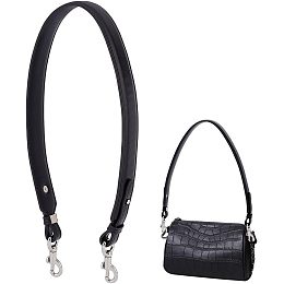 PandaHall Elite Short Bag Strap, 28.5 Inch (72.5cm) Purse Strap 1.4 Inch Wide Leather Replacement Shoulder Strap with Sliver Metal Clasps for Women DIY Underarm Bag Crossbody Shoulder Bag Handbag, Black