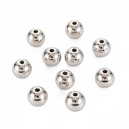 Honeyhandy ABS Plastic Beads, Round, Platinum, 8x7.5mm, Hole: 1.8mm, about 1700pcs/500g