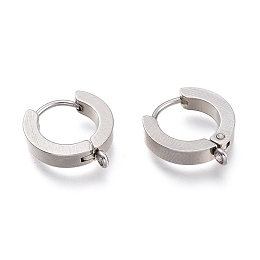 Honeyhandy 201 Stainless Steel Huggie Hoop Earrings Findings, with Vertical Loop, with 316 Surgical Stainless Steel Earring Pins, Ring, Stainless Steel Color, 15.5x14x3mm, Hole: 1.6mm, Pin: 1mm