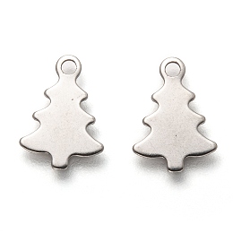 Honeyhandy Christmas 201 Stainless Steel Charms, Laser Cut, Christmas Tree, Stainless Steel Color, 12x8.5x0.5mm, Hole: 1.4mm