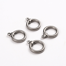 Honeyhandy 304 Stainless Steel Toggle Clasps Parts, Ring, Stainless Steel Color, 18x14x3mm, Hole: 1.5mm, Inside: 10x10mm