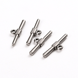 Honeyhandy 304 Stainless Steel Toggle Clasps Parts, Bar, Stainless Steel Color, 23.5x7x3mm, Hole: 1.8mm