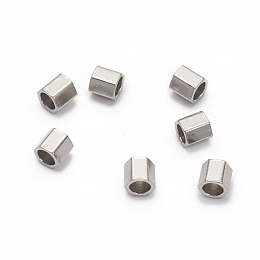 Honeyhandy 304 Stainless Steel Spacer Beads, Hexagon, Stainless Steel Color, 2.1x2.1x2mm, Hole: 1.4mm