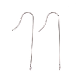 Honeyhandy 316 Surgical Stainless Steel Earring Hooks, with Vertical Loops, Stainless Steel Color, 39x3mm, Hole: 1.8mm, Pin: 0.7mm