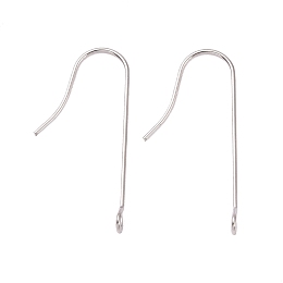 Honeyhandy 316 Surgical Stainless Steel Earring Hooks, with Vertical Loops, Stainless Steel Color, 28x3mm, Hole: 1.8mm, 21 Gauge, Pin: 0.7mm