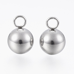 Honeyhandy 304 Stainless Steel Charm, Round, Stainless Steel Color, 11~12x8mm, Hole: 2.5mm