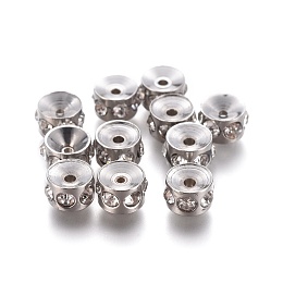 Honeyhandy 304 Stainless Steel Rhinestone Beads, Column, Crystal, 6x4mm, Hole: 1.4mm