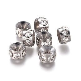 Honeyhandy 304 Stainless Steel Rhinestone Beads, Column, 8x5mm, Hole: 1.8mm