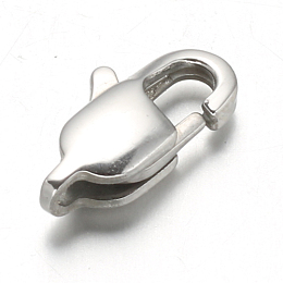 Honeyhandy 304 Stainless Steel Lobster Claw Clasps, Stainless Steel Color, 13x7x3.5mm, Hole: 1mm