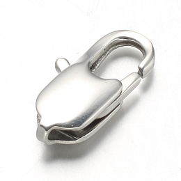 Honeyhandy 304 Stainless Steel Lobster Claw Clasps, Stainless Steel Color, 18x9x4mm, Hole: 1x1.5mm