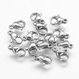 Honeyhandy 304 Stainless Steel Lobster Claw Clasps, Stainless Steel Color, 10x6x3mm, Hole: 1mm