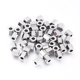 Honeyhandy 304 Stainless Steel Spacer Beads, Hexagon, Stainless Steel Color, 4x4x4mm, Hole: 1.8mm