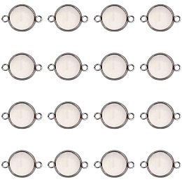 Pandahall Elite 100pcs 12mm Stainless Steel Cabochon Connectors Settings Pendant Cabochons Trays Bezel Trays Round Cabochon Links for Jewelry Making 19.5x14x2mm, Hole 2mm