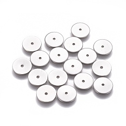 Honeyhandy 304 Stainless Steel Spacer Beads, Flat Round, Stainless Steel Color, 10x0.8mm, Hole: 1.2mm