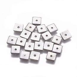 ARRICRAFT 304 Stainless Steel Spacer Beads, Square, Stainless Steel Color, 6x6x0.8mm, Hole: 1.2mm