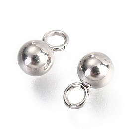 Honeyhandy 202F Stainless Steel Charms, Ball, Stainless Steel Color, 7x4mm, Hole: 1.8mm