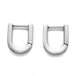 Honeyhandy 304 Stainless Steel Huggie Hoop Earrings, U Shape, Stainless Steel Color, 15x12.5x3mm, Pin: 1mm