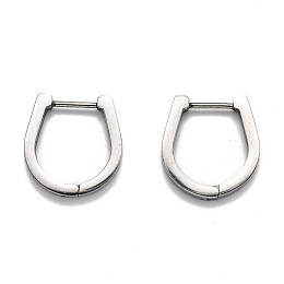 Honeyhandy Tarnish Resistant 304 Stainless Steel Huggie Hoop Earrings, Horse Shoe, Stainless Steel Color, 16.5x16x3mm, Pin: 1mm