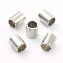 Honeyhandy 304 Stainless Steel Beads, Tube Beads, Stainless Steel Color, 6x5mm, Hole: 4mm