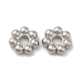 Honeyhandy 304 Stainless Steel Spacer Beads, Flower, Granulated Beads, Stainless Steel Color, 3x1mm, Hole: 0.8mm