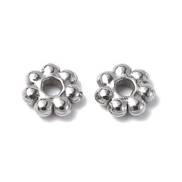 Honeyhandy 304 Stainless Steel Spacer Beads, Flower, Stainless Steel Color, 4x1.2mm, Hole: 1mm