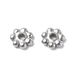 Honeyhandy 304 Stainless Steel Spacer Beads, Flower, Stainless Steel Color, 6x1.5mm, Hole: 1.4mm