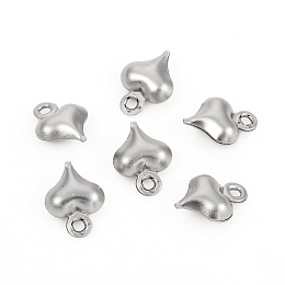 Honeyhandy 304 Stainless Steel Charms, Puffed Heart, Stainless Steel Color, 8.5x6.3x2.8mm, Hole: 1mm