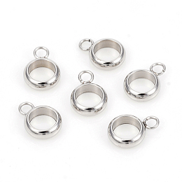 Honeyhandy 304 Stainless Steel Tube Bails, Loop Bails, Flat Round, Stainless Steel Color, 9.5x6.8x2.3mm, Hole: 1.8mm, Inner Diameter: 5mm