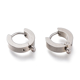 Honeyhandy 304 Stainless Steel Huggie Hoop Earrings Findings, with Vertical Loop, Ring, Stainless Steel Color, 12x11x4mm, Hole: 1.8mm, Pin: 1mm