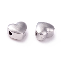 Honeyhandy 304 Stainless Steel Beads, Heart, Stainless Steel Color, 6x6.5x4mm, Hole: 1.5mm