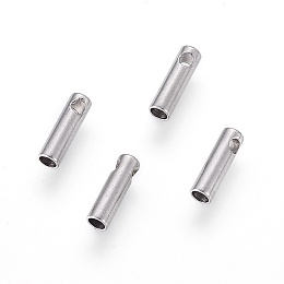 Honeyhandy 304 Stainless Steel Cord Ends, End Caps, Column, Stainless Steel Color, 7x2mm, Hole: 1mm, Inner Diameter: 1.5mm