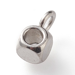 Honeyhandy 304 Stainless Steel Tube Bails, Loop Bails, Cube Bail Beads, Stainless Steel Color, 6x3x3mm, Hole: 1.6mm