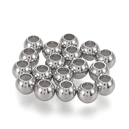 Honeyhandy 202 Stainless Steel Beads, with Rubber Inside, Slider Beads, Stopper Beads, Stainless Steel Color, 5x4mm, Hole: 2.3mm