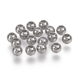 Honeyhandy 202 Stainless Steel Beads, with Rubber Inside, Slider Beads, Stopper Beads, Stainless Steel Color, 4x3.3mm, Hole: 1.8mm