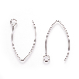 304 Stainless Steel Earring Hooks, Ear Wire, Stainless Steel Color, 26x15.5mm, Hole: 2.5mm; Pin: 0.7mm